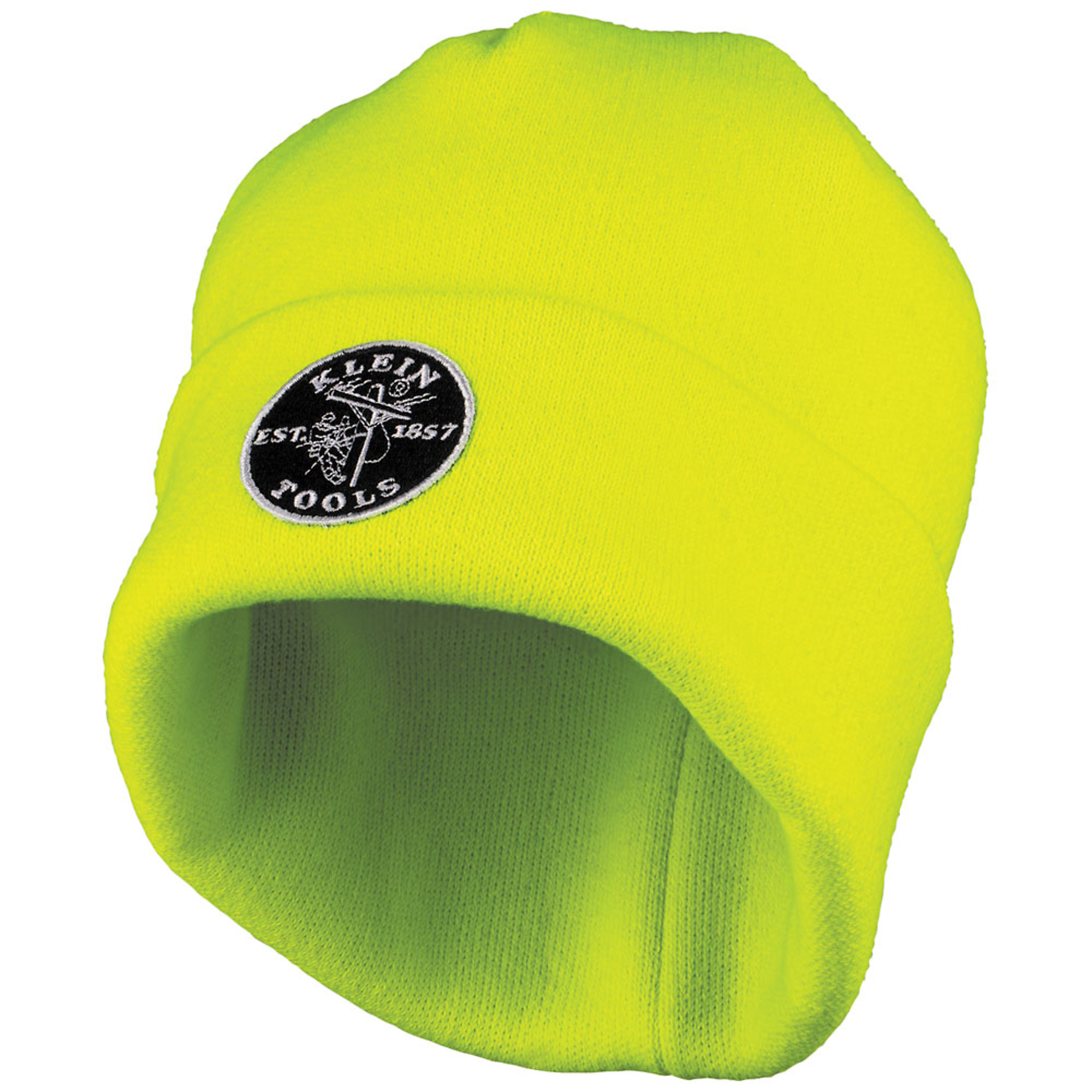 Klein Tools Heavy Knit Hat, High-Visibility Yellow, Patch Logo
